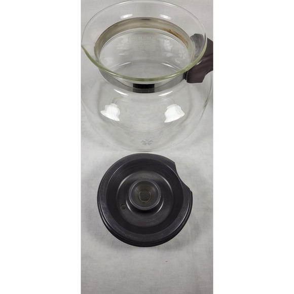 VTG Mr Coffee Glass Carafe 10 Cup E-40 White Daisies Replacement Brown Handle - Picture 7 of 13